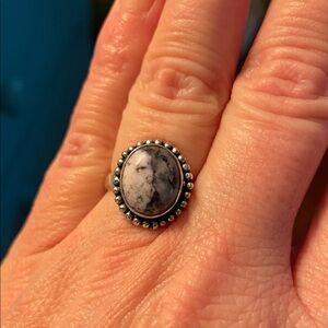 Sterling silver plated stone boho ring